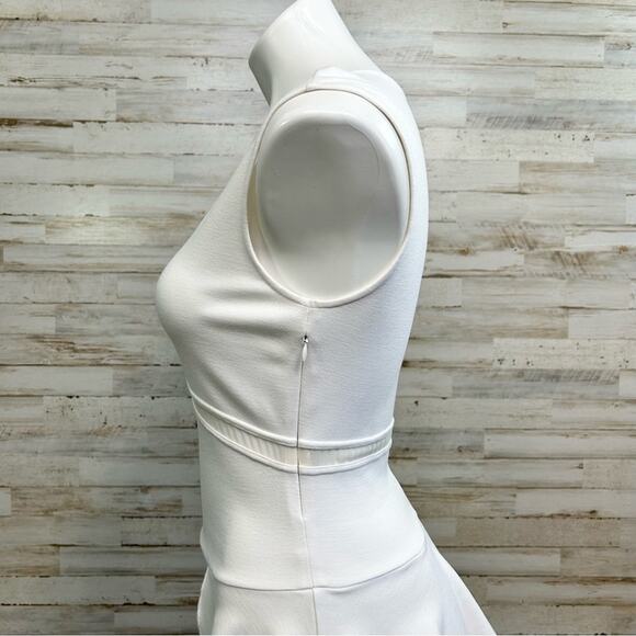 Victorias Secret Bodycon Mesh Insert Peplum Dress Womens Size 6 Cream Stretch - Picture 6 of 14